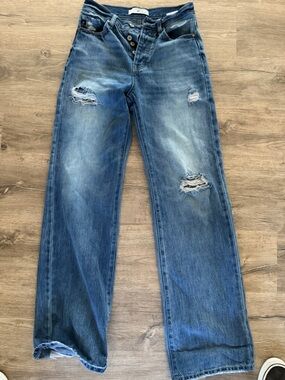 KanCan Woman’s  Distressed Blue Flare Jeans